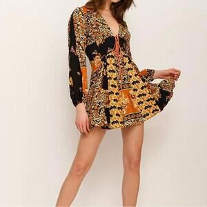 Free People Mixin It Up Boho Patchwork Dress XS